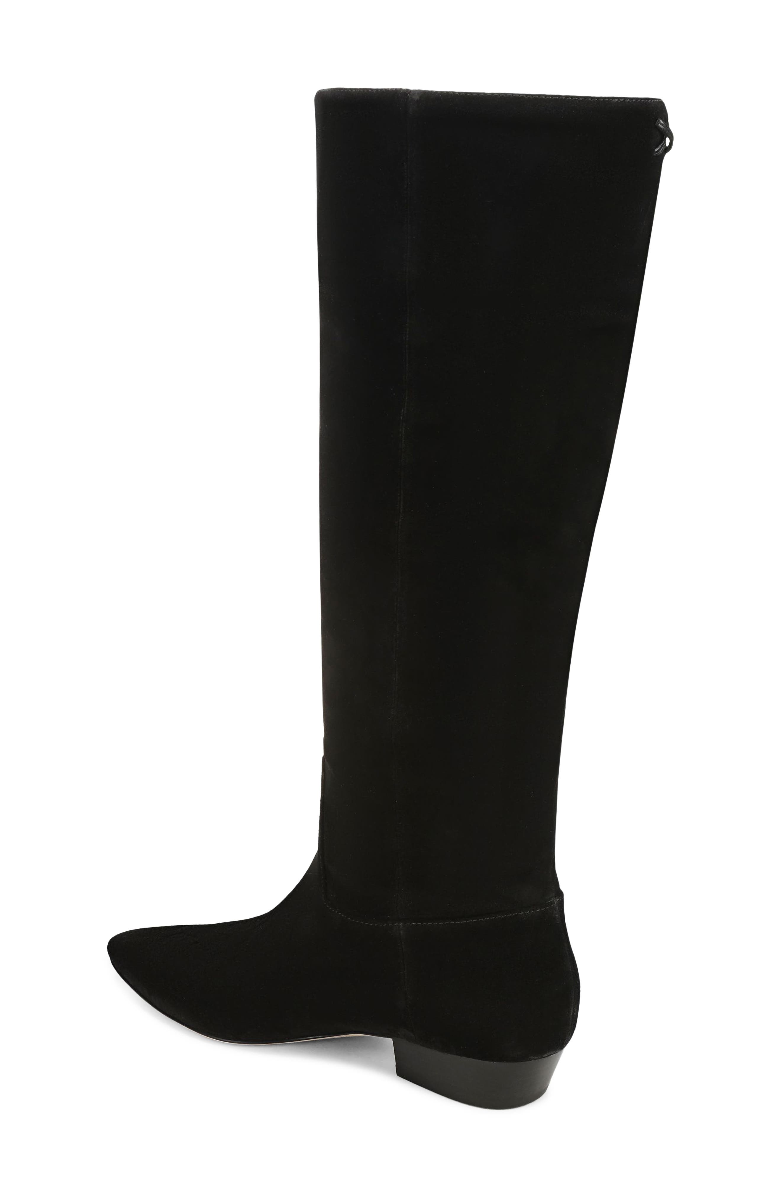 Gabrielle Snake Embossed Leather Knee High Boot, Alternate, color, BLACK SUEDE