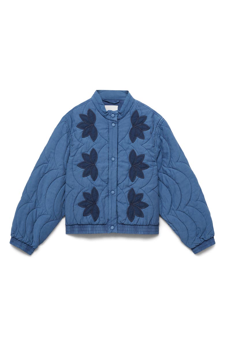 MANGO Floral Embroidery Quilted Jacket, Alternate, color, 