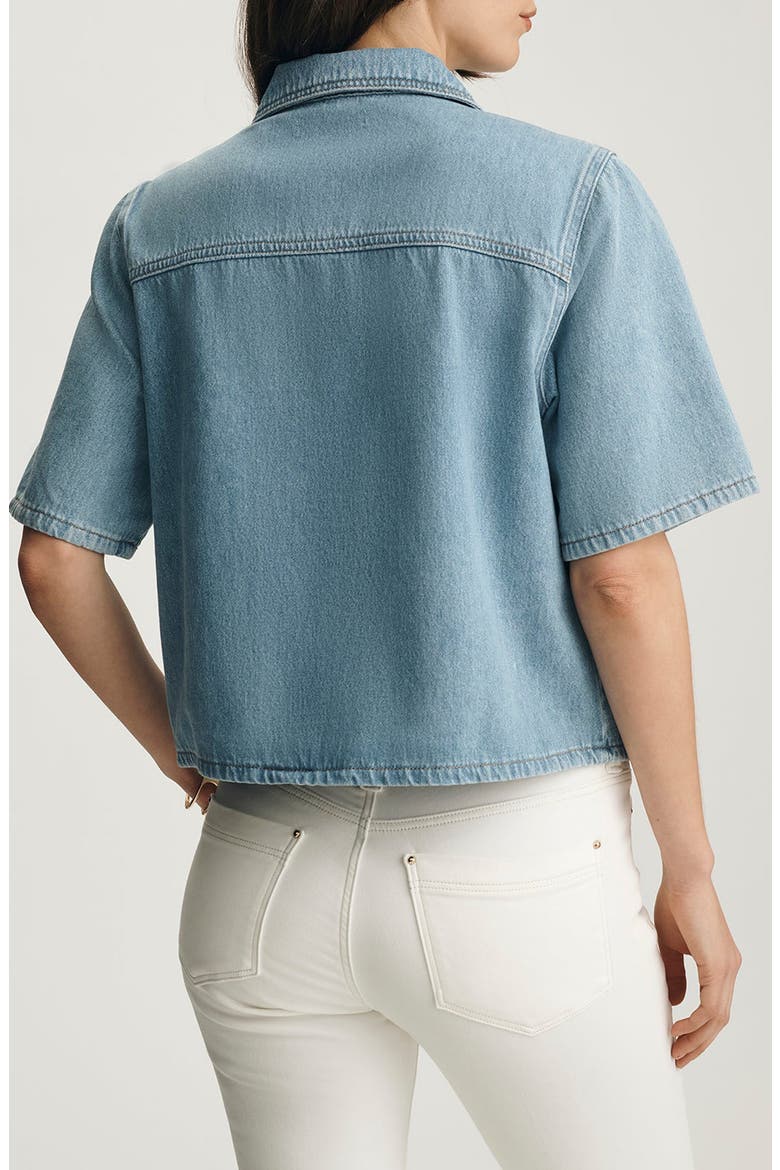 Dafne Denim Short Sleeve Button-Up, Alternate, color, LIGHT GOLD PREMIUM