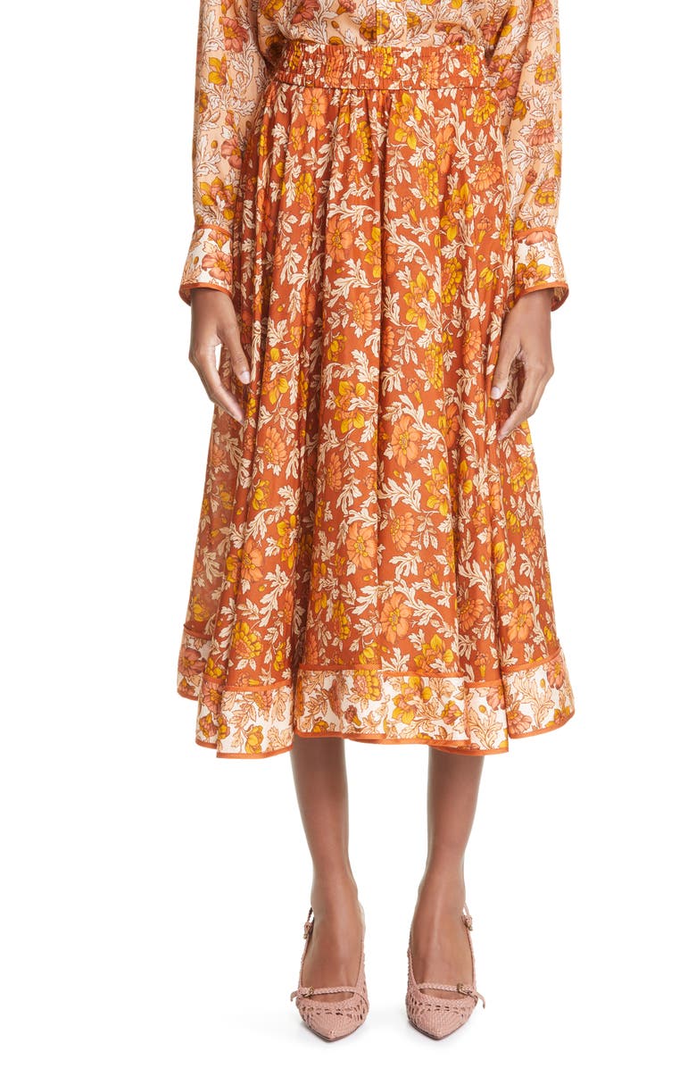 Zimmermann Andie Floral Silk Skirt, Main, color, 