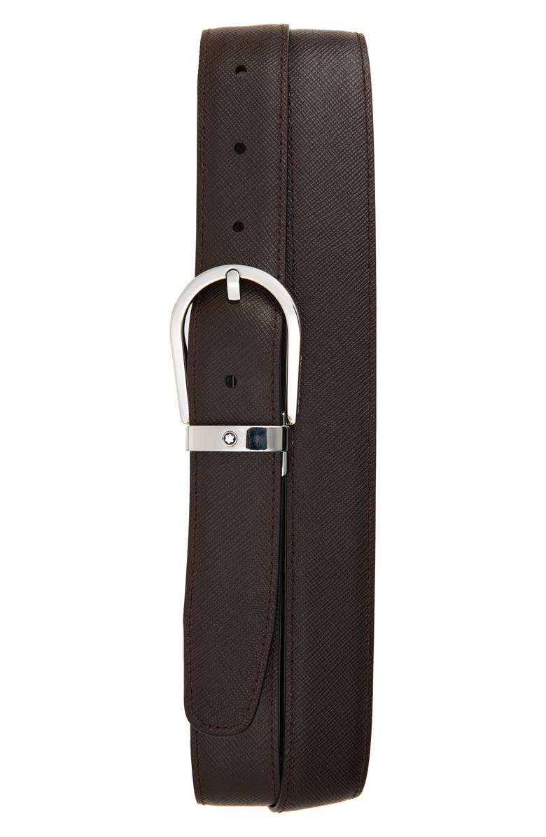Montblanc Horseshoe Buckle Reversible Sartorial Leather Belt, Alternate, color, Black/ Brown