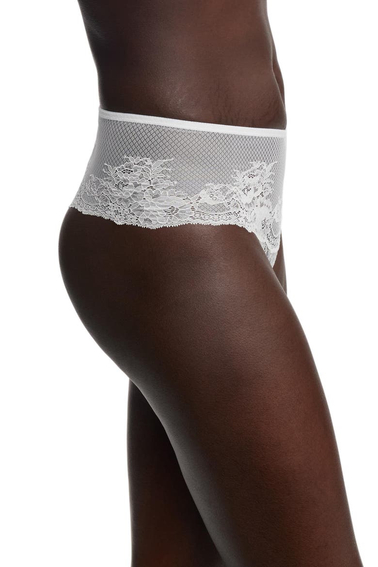 Flaunt Lace High Rise Thong, Alternate, color, White