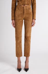 TOM FORD Five-Pocket Suede Straight Leg Pants