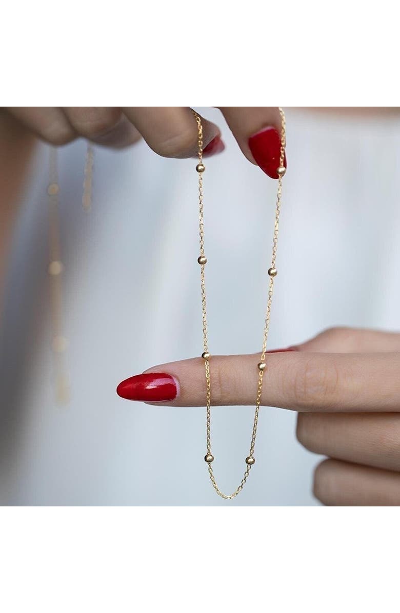 Spero London Bead Chain Sterling Silver Satellite Necklace, Alternate, color, Rose Gold