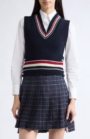 Thom Browne Hector Pointelle Intarsia V-Neck Sweater Vest