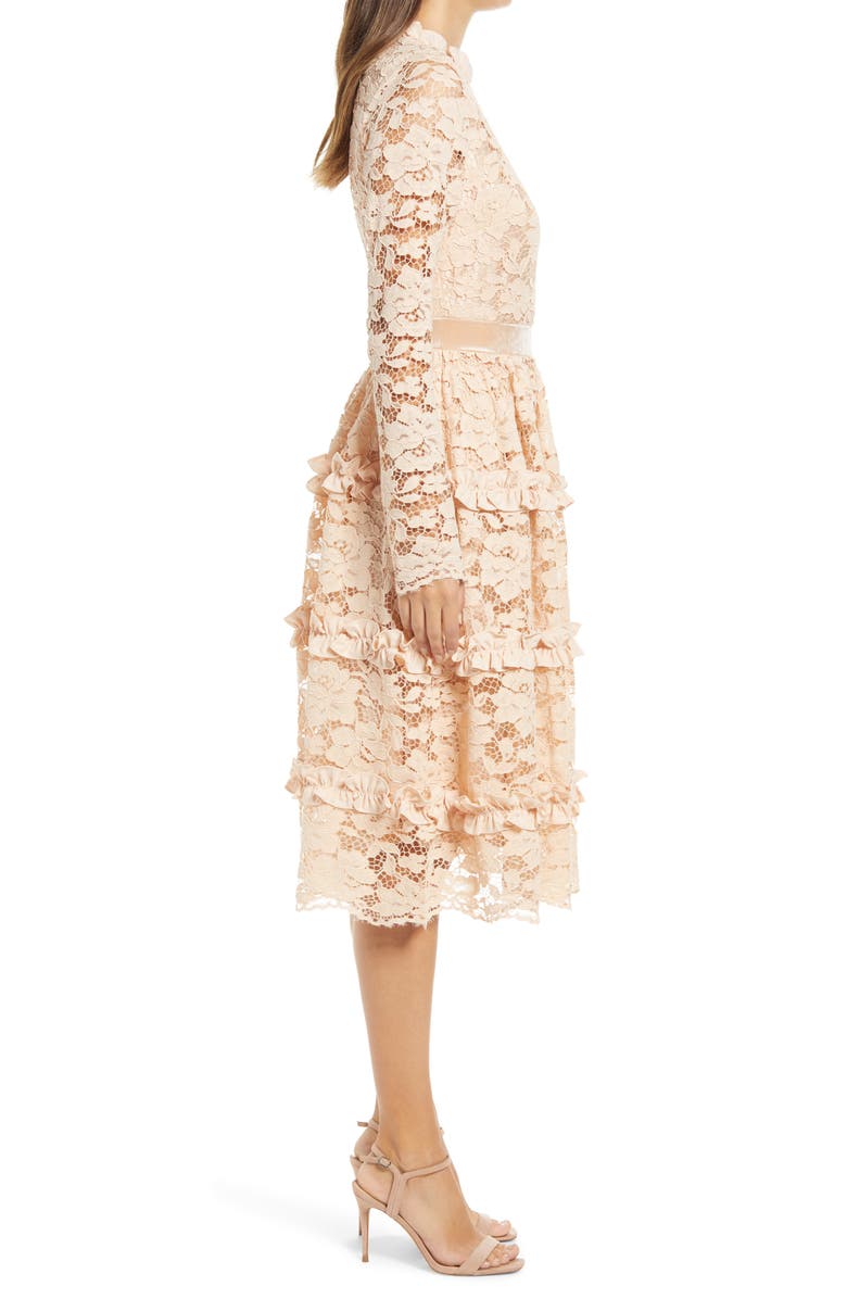 Rachel Parcell Ruffle Lace Long Sleeve Dress, Alternate, color,