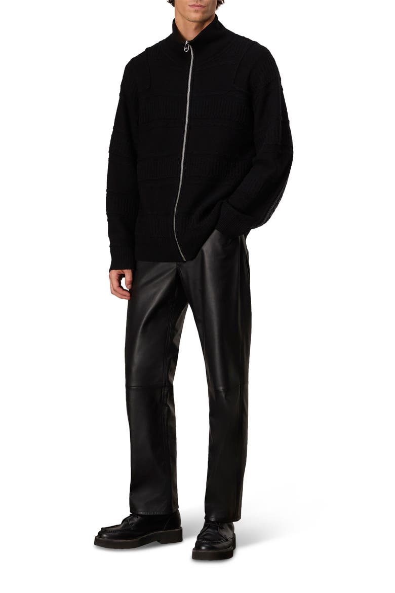 Colton Zip Front Extrafine Merino Wool Blend Sweater, Alternate, color, BLACK