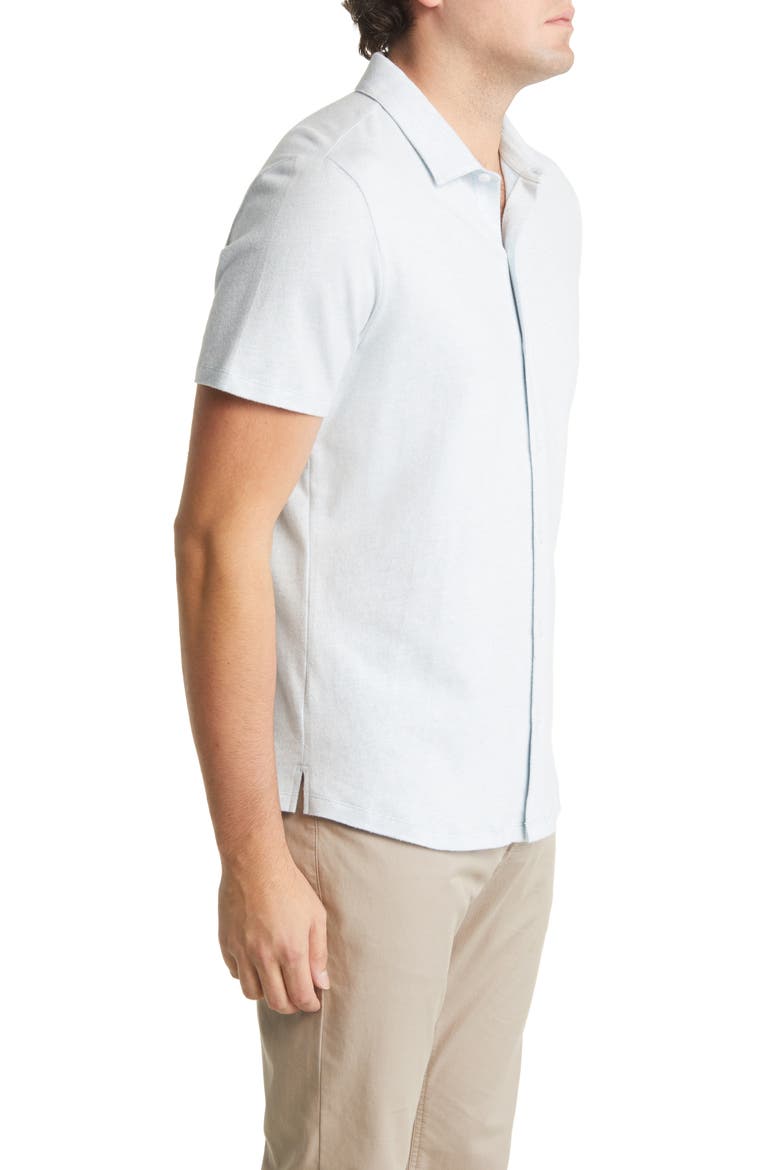 Catalina Short Sleeve Cotton Knit Button-Up Shirt, Alternate, color, SOFT CHAMBRAY