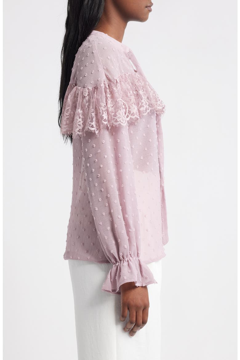Lace Frill Clip Dot Top, Alternate, color, PURPLE