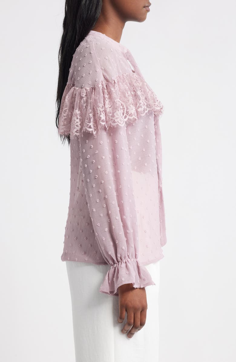 Lipsy Lace Frill Clip Dot Top, Alternate, color, Purple