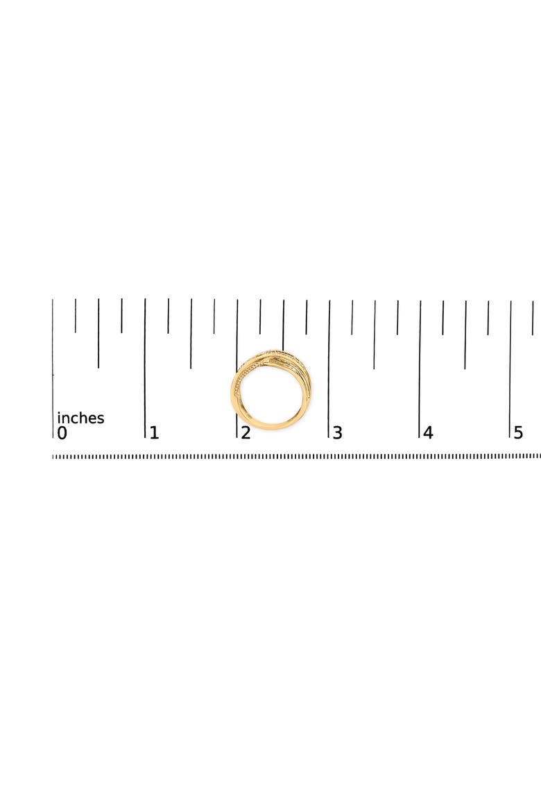 10K Gold Over Silver 1/10 Cttw Diamond Multi Row Crossover Ring, Alternate, color, Yellow Gold over Silver
