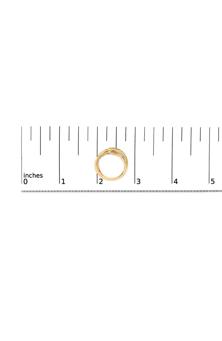 Haus of Brilliance 10K Gold Over Silver 1/10 Cttw Diamond Multi Row Crossover Ring, Alternate, color, Yellow Gold Over Silver