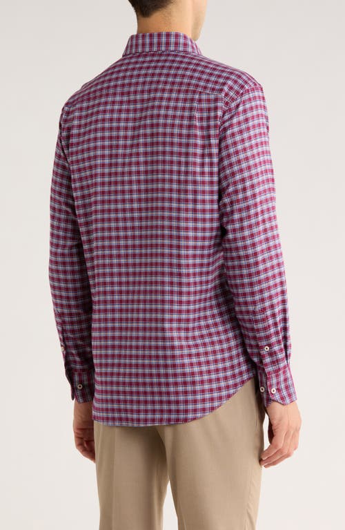 David Donahue Herringbone Check Print Sport Shirt In Purple