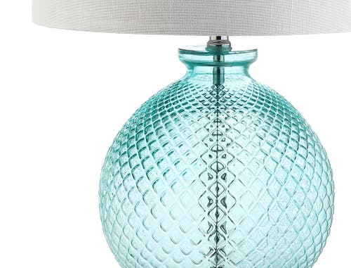 Jonathan Y Estelle 26" Glass And Crystal Led Table Lamp, Aqua In Aqua/clear