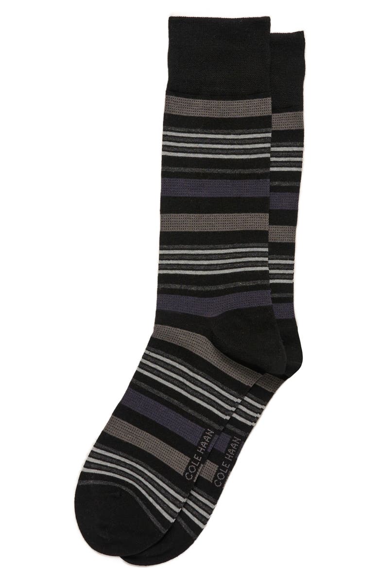 Cole Haan Textured Birds Eye Stripe Crew Socks, Main, color,