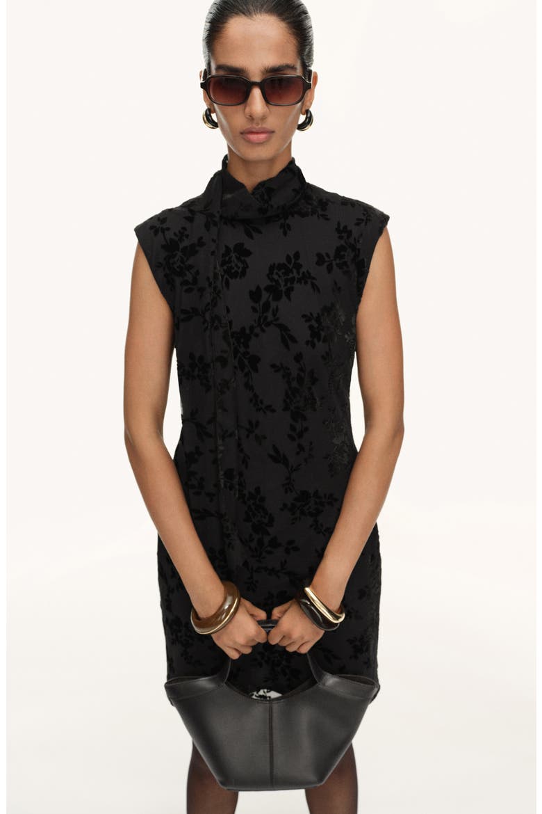 Floral Jacquard Minidress, Alternate, color, BLACK