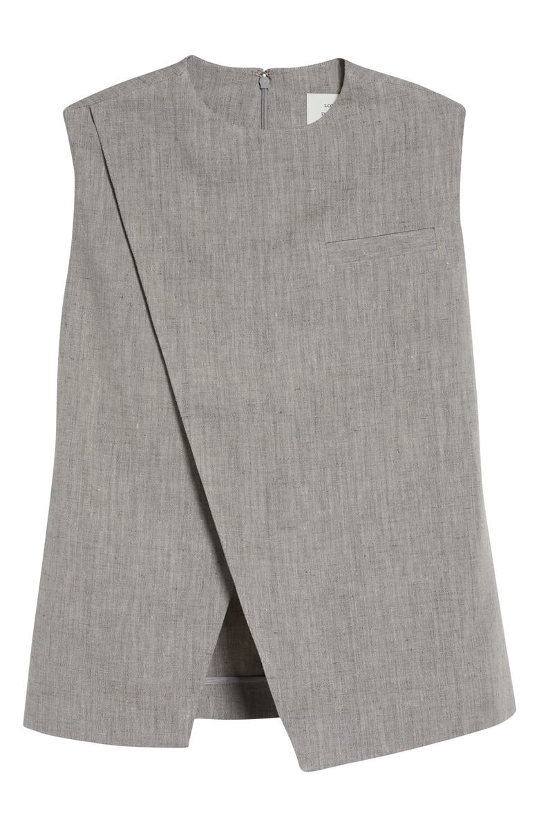 LOULOU DE SAISON Della Asymmetric Mélange Linen & Cotton Top, Main, color, Grey Melange