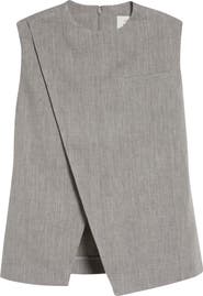 LOULOU DE SAISON Della Asymmetric Mélange Linen & Cotton Top