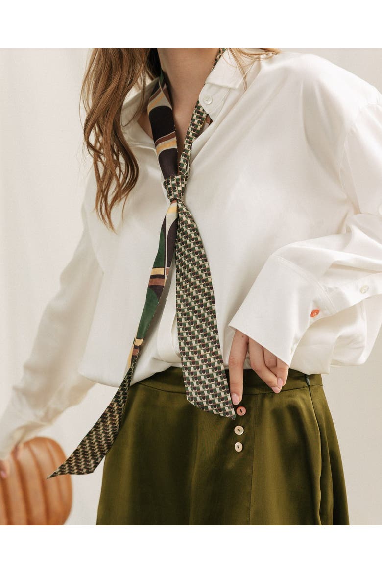 MODULAR SILK SKINNY SCARF, Alternate, color, Green