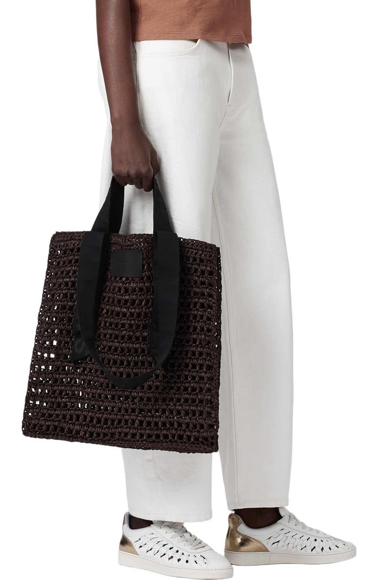 AllSaints Lullah Straw Tote Bag, Alternate, color, Cognac Brown