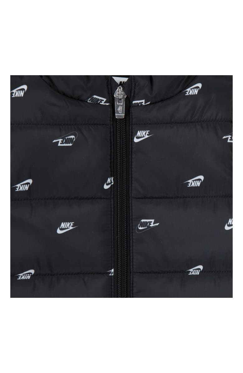 Nike Futura Logo Print Puffer Vest, Graphic T-Shirt & Joggers Set, Alternate, color, Black