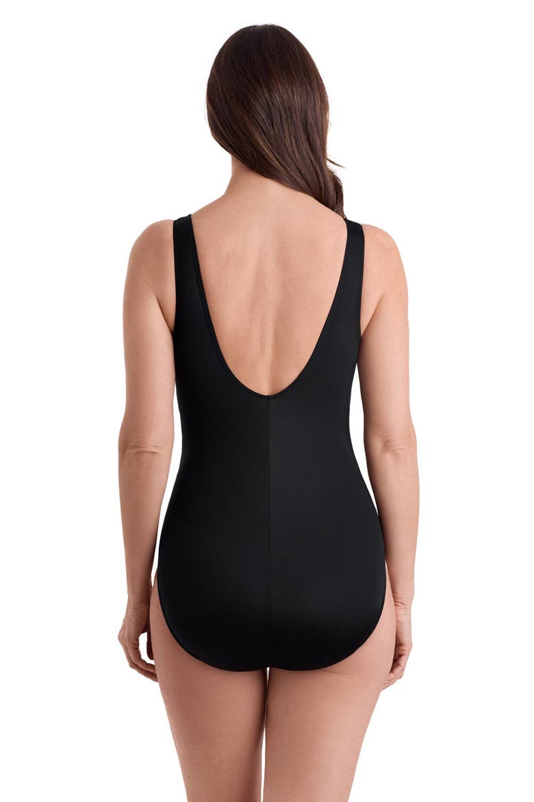 Folded Band Fan Tank Long Torso One-Piece Swimsuit, Alternate, color, Blue