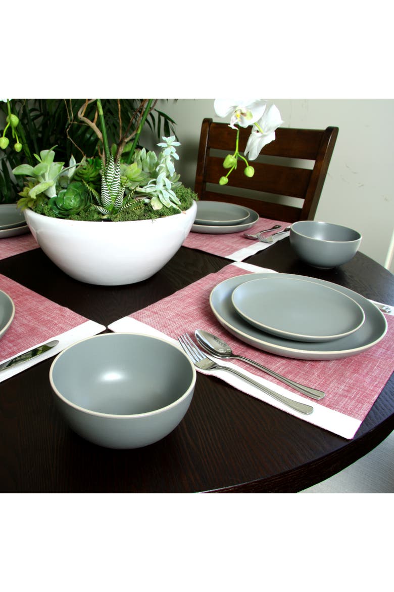 Rockaway 12 Piece Stoneware Dinnerware Set, Alternate, color, Grey