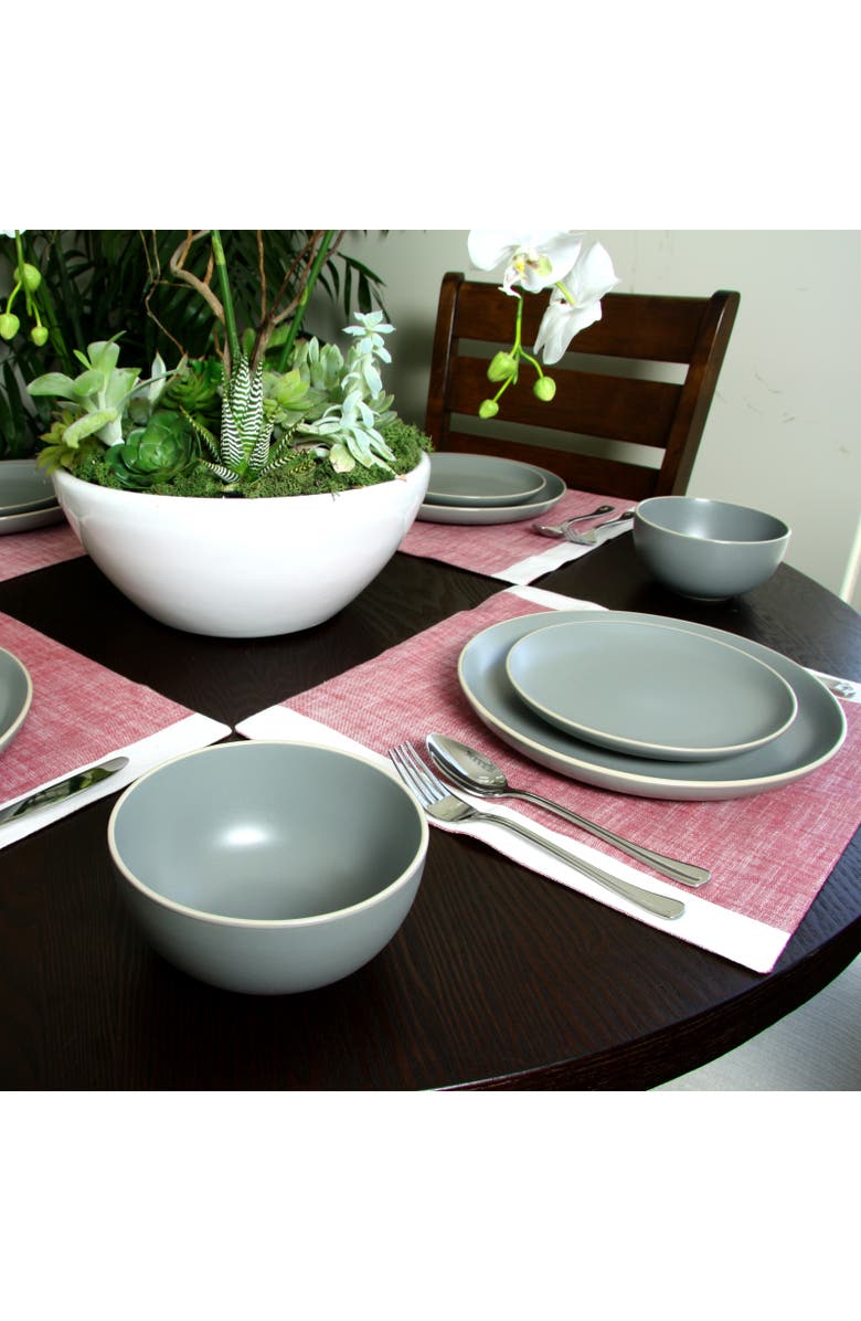 Gibson Home Rockaway 12 Piece Stoneware Dinnerware Set, Alternate, color, Grey