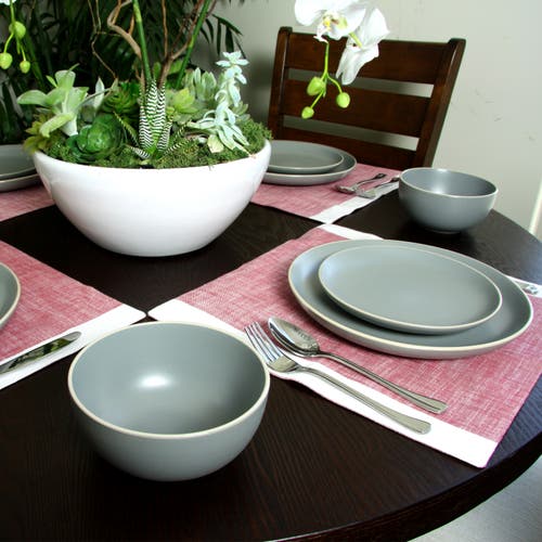 Gibson Home Rockaway 12 Piece Stoneware Dinnerware Set In Gray