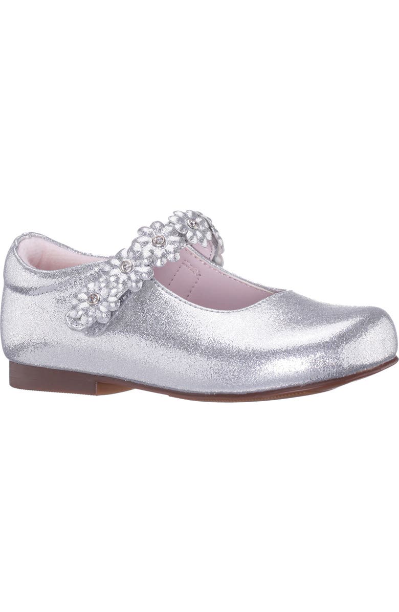 Nina Kids' Tuley Mary Jane Flat, Main, color, Silver Shimmer