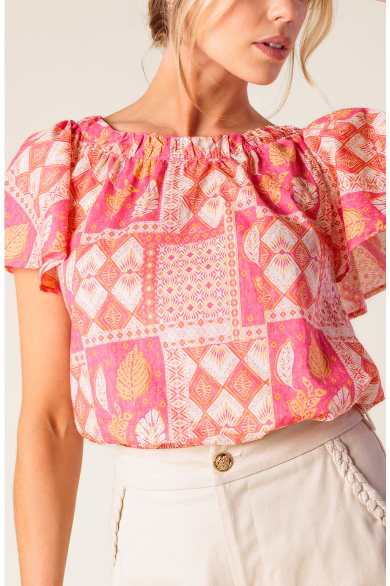 Cotton Woven Top, Alternate, color, PINK/ ORANGE
