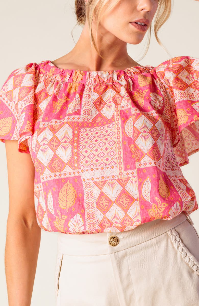 FLYING TOMATO Cotton Woven Top, Alternate, color, Pink/ Orange