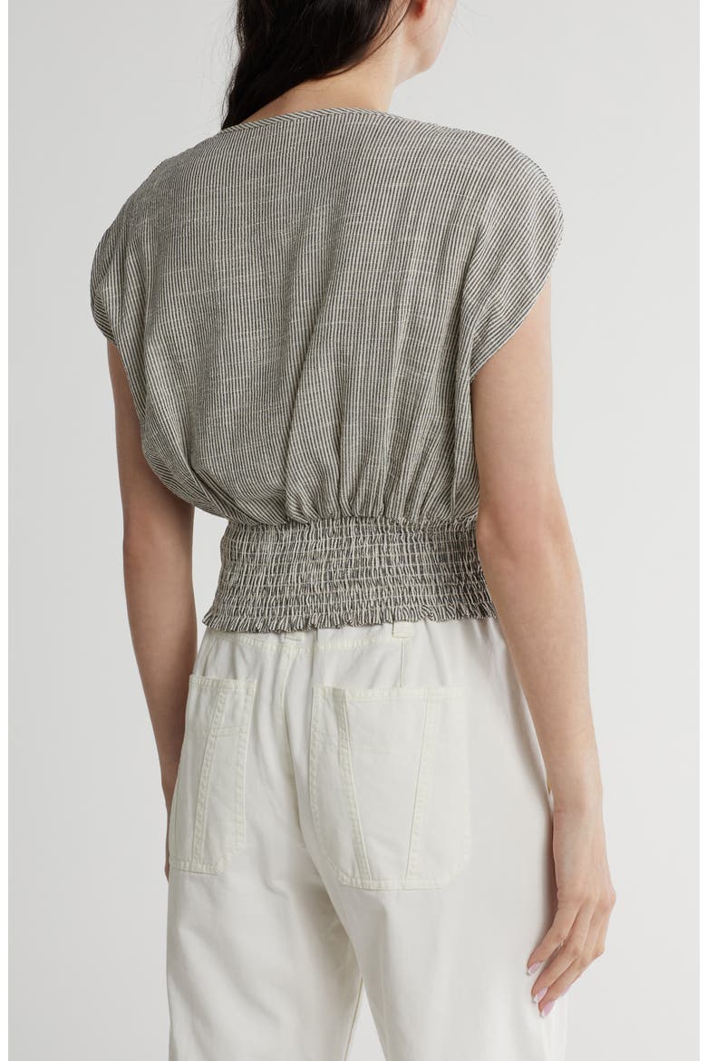Stripe Smocked Back Top, Alternate, color, WHITE/ BLACK