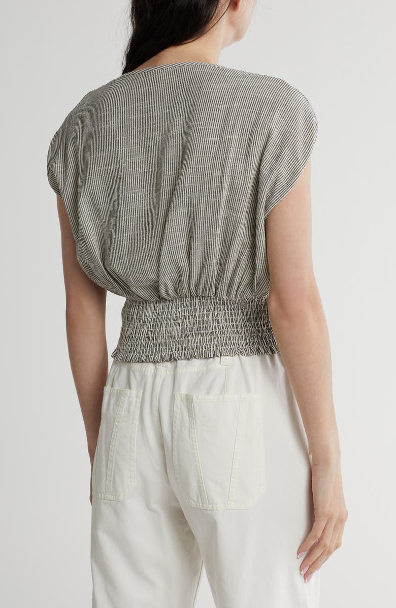 Renee C Stripe Smocked Back Top, Alternate, color, White/ Black