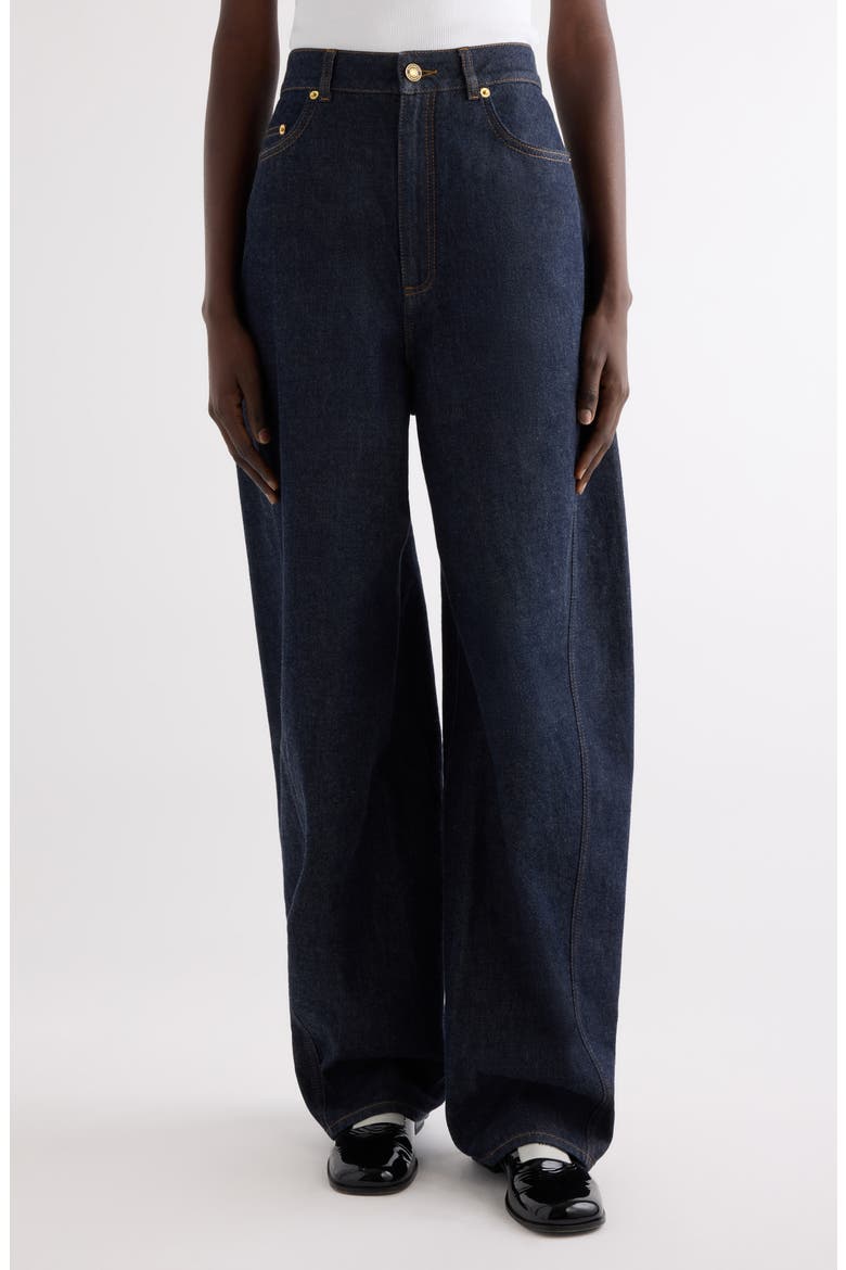 Coccon Denim Trousers, Main, color, DARK BLUE