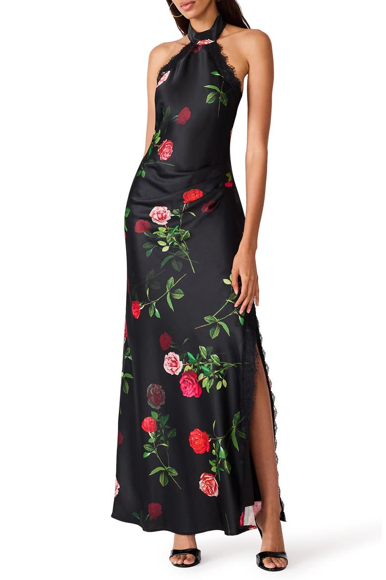 Lillene Floral Halter Dress, Main, color, MESA ROSE