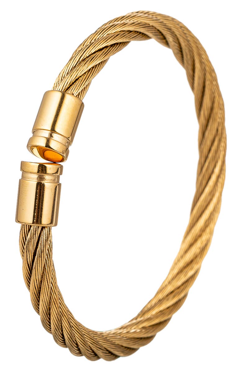 EYE CANDY LOS ANGELES Men's James Wire Cuff Bracelet, Alternate, color, Gold