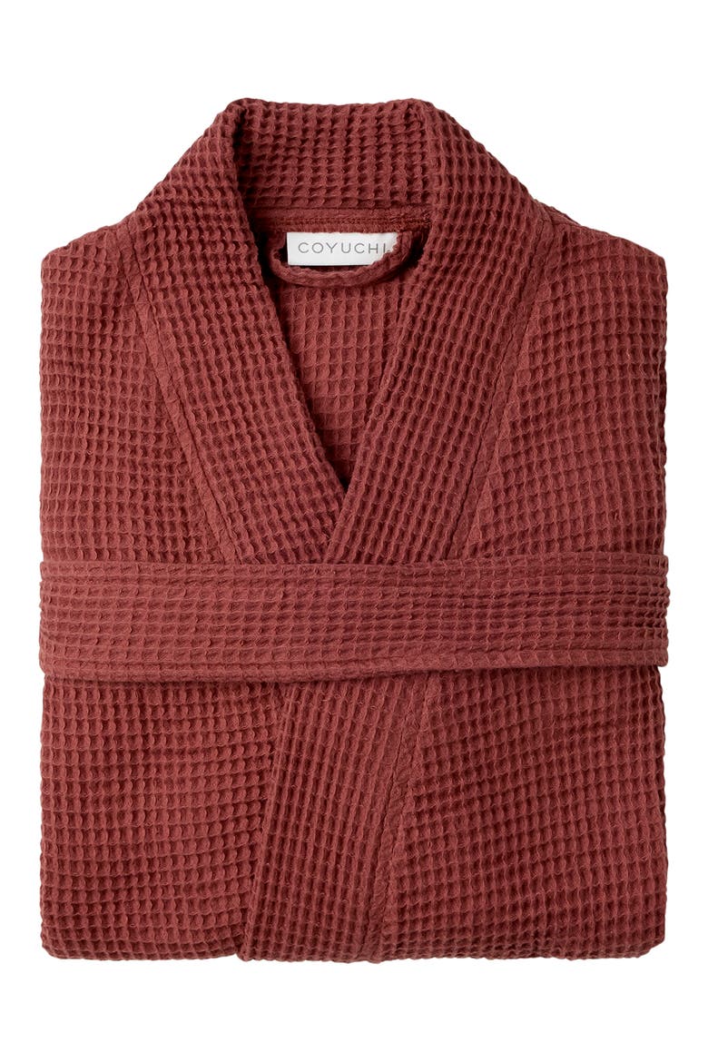 Gender Inclusive Organic Cotton Waffle Texture Robe, Main, color, GARNET