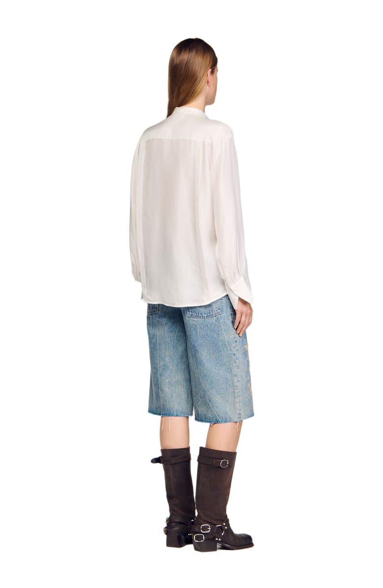 SANDRO Silk lavallière shirt, Alternate, color, Ecru