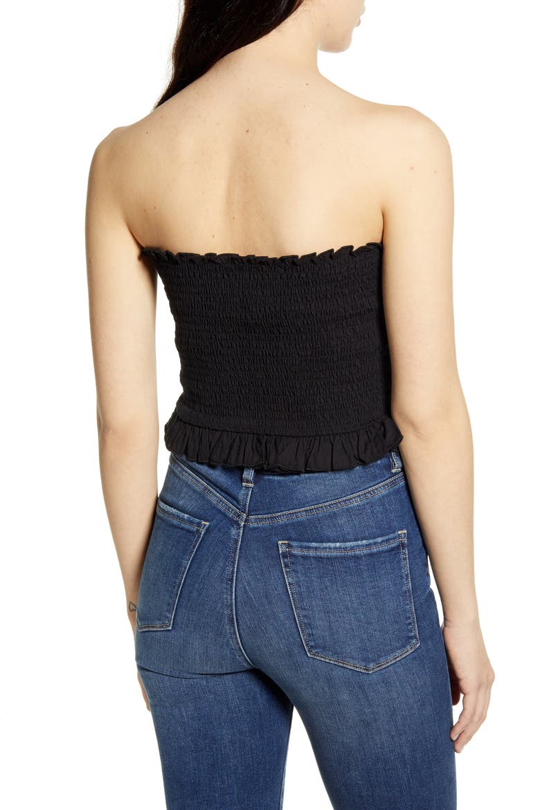 Sunny Smocked Bandeau Top, Alternate, color, BLACK