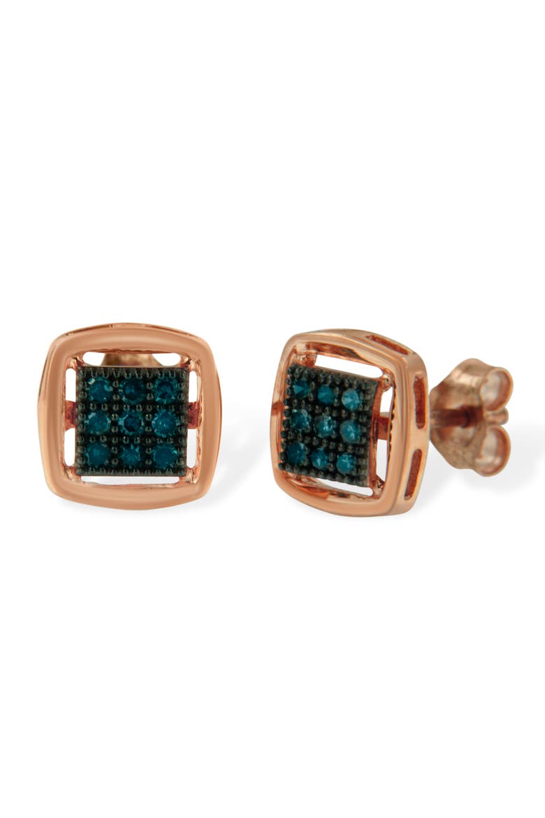 Rose Plated Silver Rose Diamond Stud Earring, Alternate, color, Pink