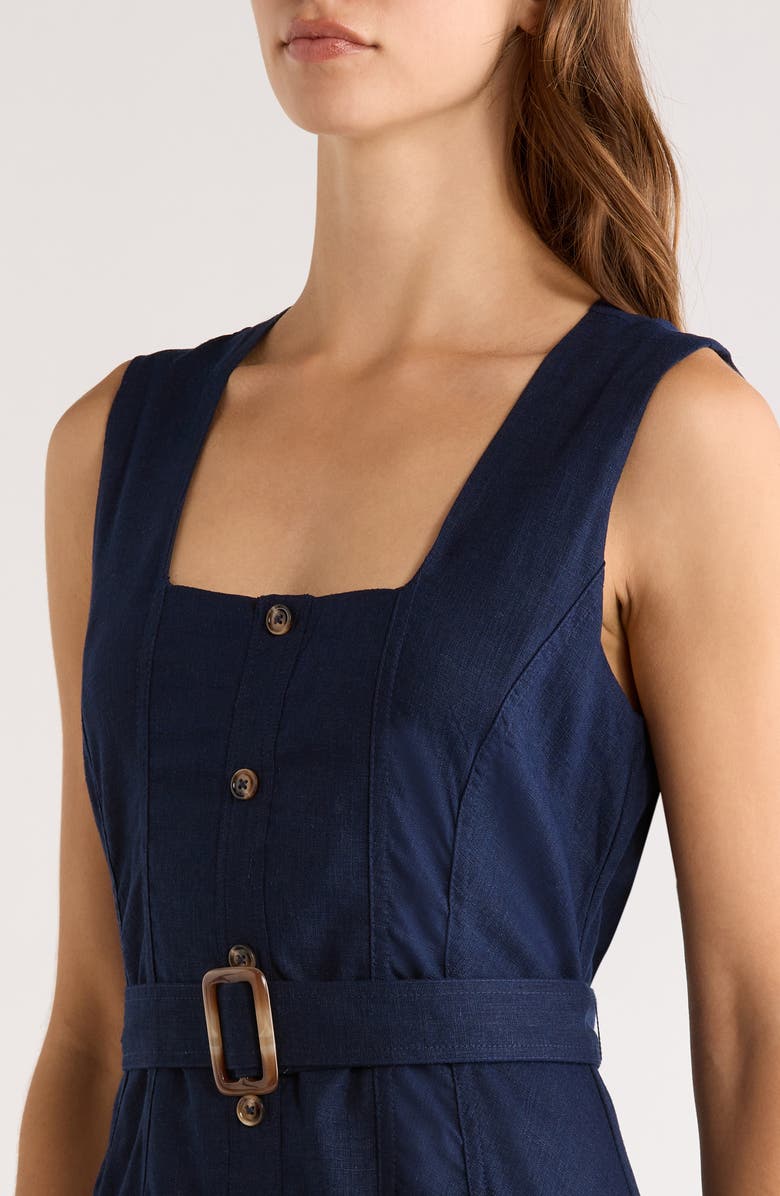 CeCe Belted Midi Dress, Alternate, color, Classic Navy