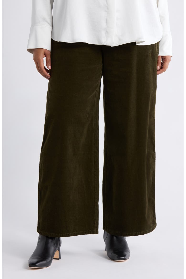 'Ab'Solution Skyrise Wide Leg Corduroy Pants, Main, color, WINTER MOSS