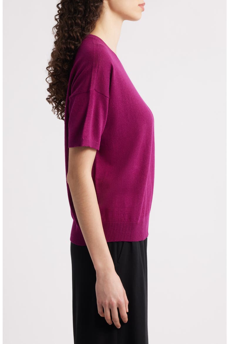 Short Sleeve Organic Cotton Blend Sweater, Alternate, color, SANGRIA
