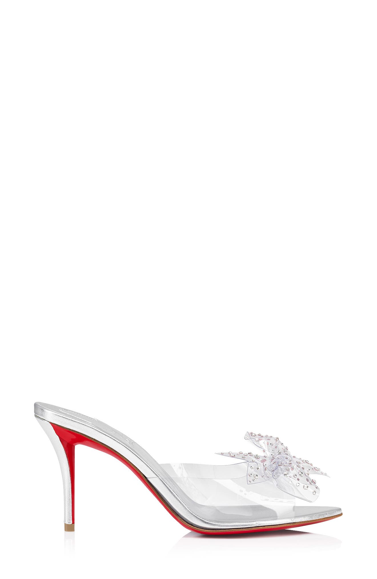 Christian Louboutin Aqua Crystal Embellished Clear Slide Sandal, Alternate, color, Silver