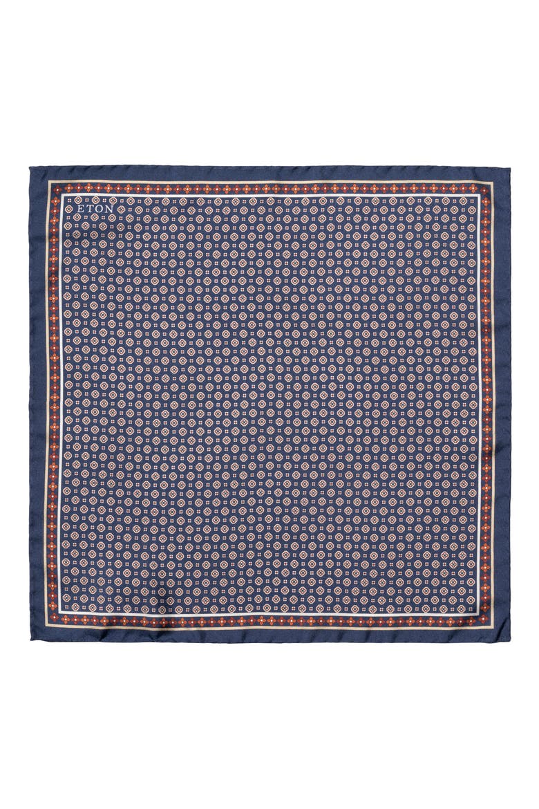 Floral Silk Twill Pocket Square, Alternate, color, NAVY