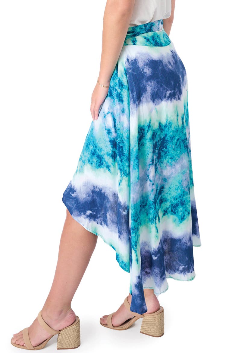 Belted High-Low Skirt, Alternate, color, WATERCOLOR LAKE PRT