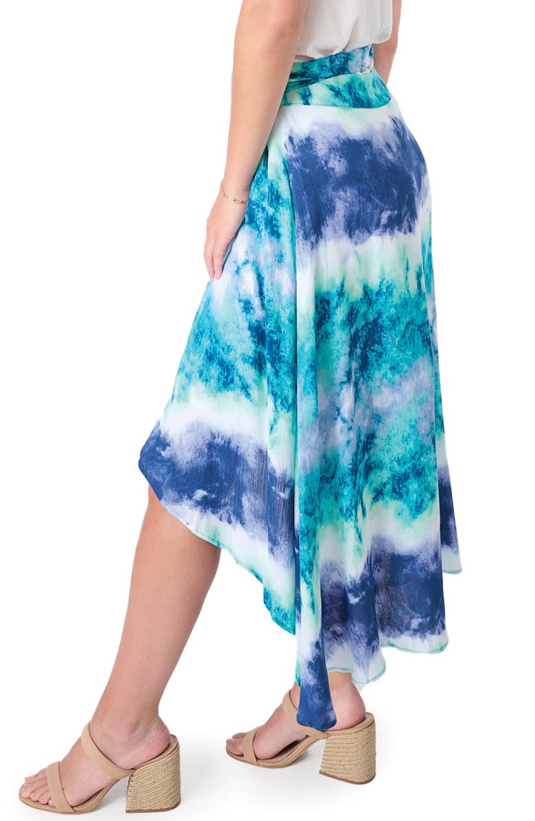 GIBSONLOOK Belted High-Low Skirt, Alternate, color, Watercolor Lake Prt
