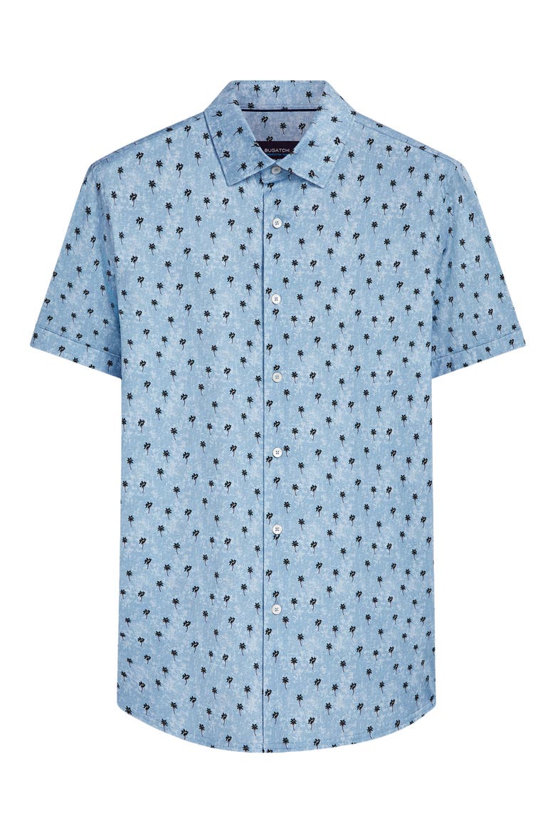 Bugatchi OoohCotton® Palm Tree Print Short Sleeve Button-Up Shirt (Men ...