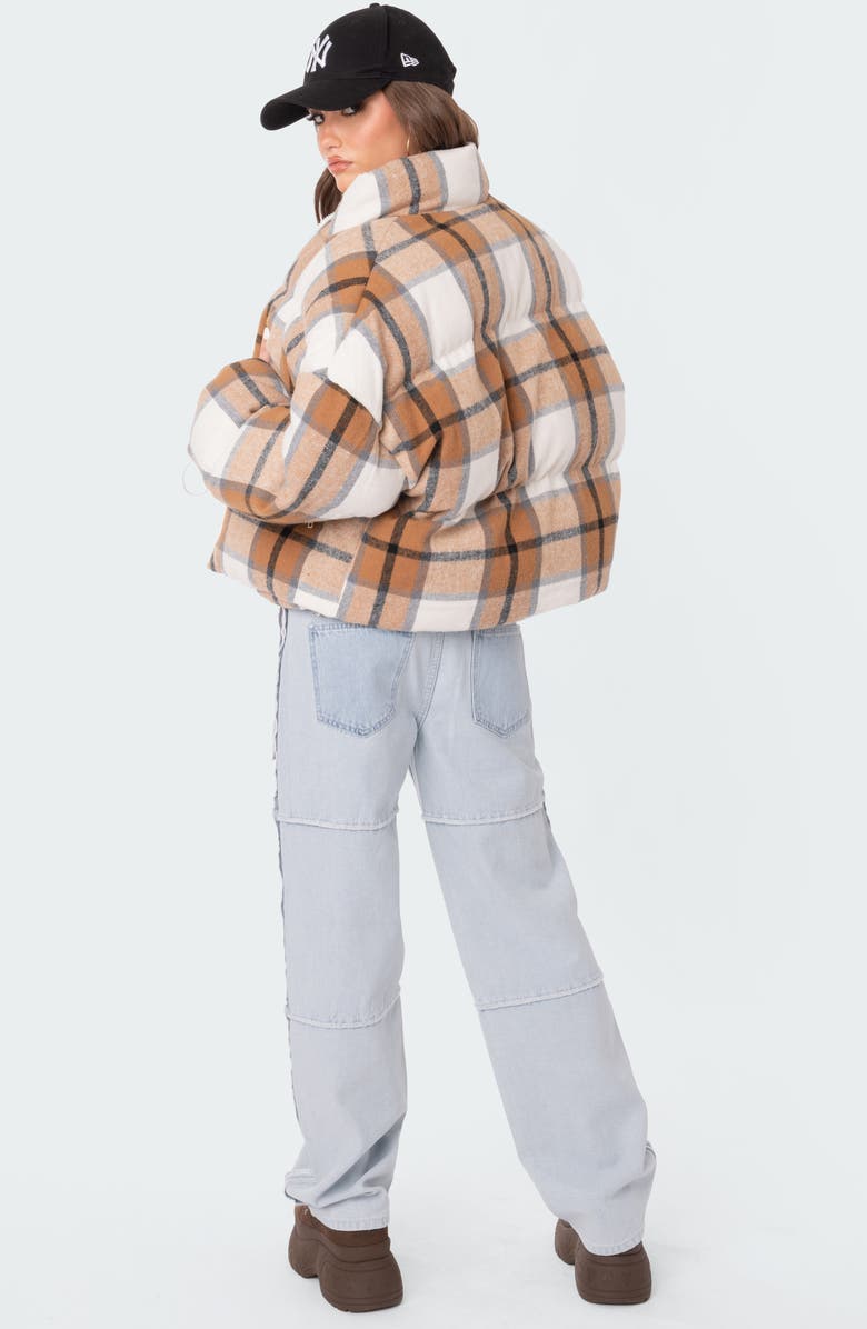 EDIKTED Presley Plaid Cotton Blend Puffer Jacket, Alternate, color, 